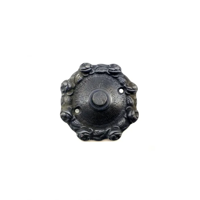  Antika Tarz Dekoratif Pirinç Güllü Kapı Zili - 75mm, Oksit