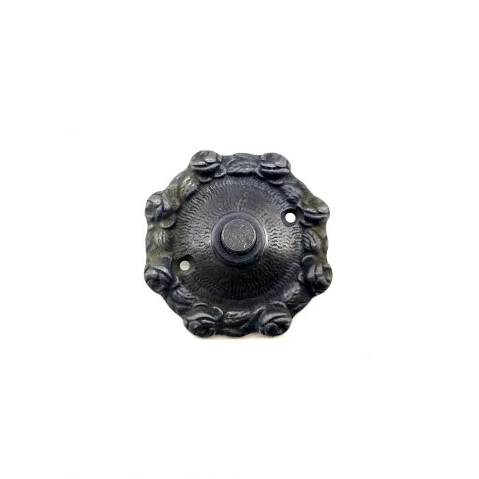 BUĞZ Antika Tarz Dekoratif Pirinç Güllü Kapı Zili - 75mm, Oksit