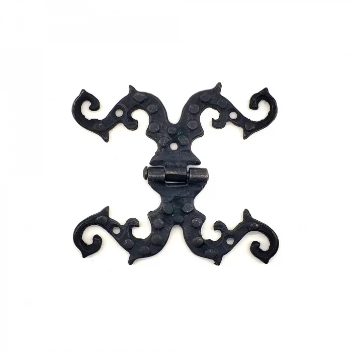 BUĞZ Antika Tarz Dekoratif Pirinç Süslü Menteşe - 100x90 Mm, Oksit