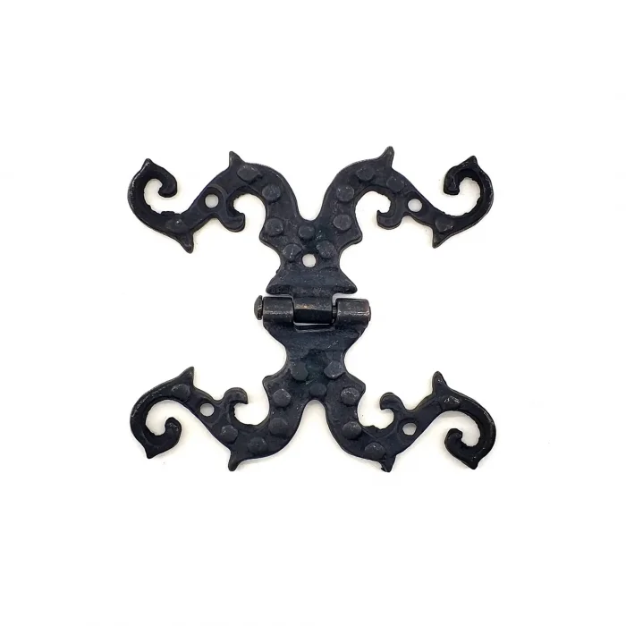 BUĞZ Eco Lounge Antika Tarz Dekoratif Pirinç Süslü Menteşe - 100x90 mm, Oksit