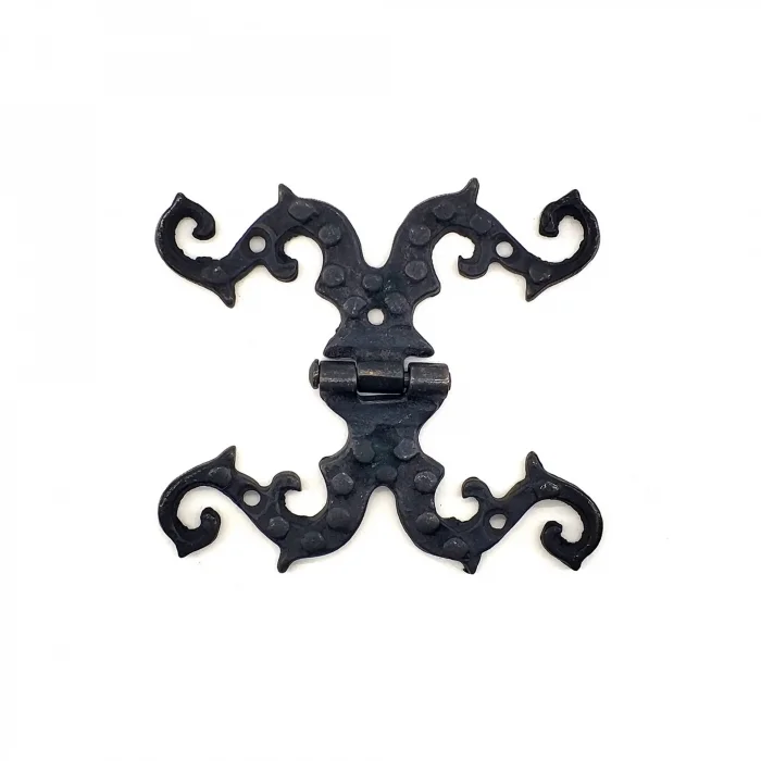 BUĞZ Antika Tarz Dekoratif Pirinç Süslü Menteşe - 100x90 Mm, Oksit