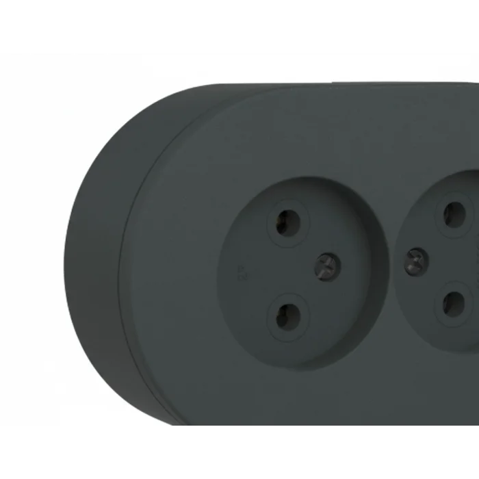 BUĞZ Antrasit Çiftli Sıva Üstü Topraklı Priz – Modern Elektrik Tasarımı