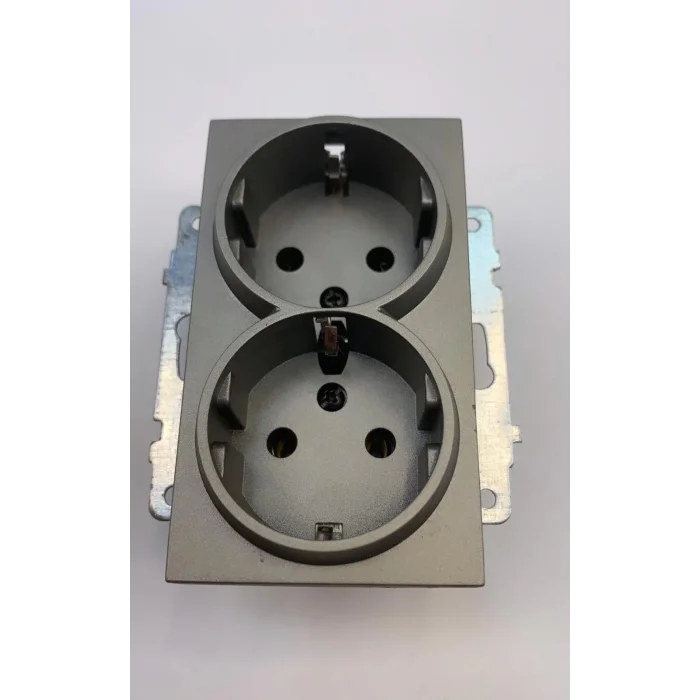  Antrasit İkili Topraklı Piriz Çerçevesiz Grano - Priz ve Anahtar İçin Uyumlu Çerçeve