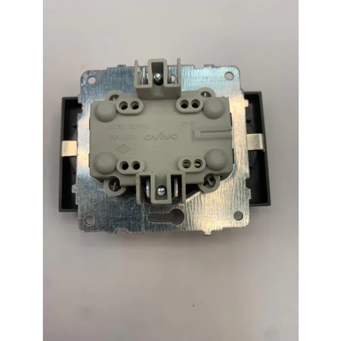  Antrasit İkili Topraklı Piriz Çerçevesiz Grano - Priz ve Anahtar İçin Uyumlu Çerçeve