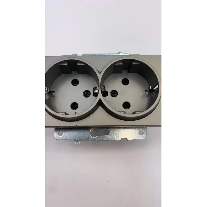  Antrasit İkili Topraklı Piriz Çerçevesiz Grano - Priz ve Anahtar İçin Uyumlu Çerçeve