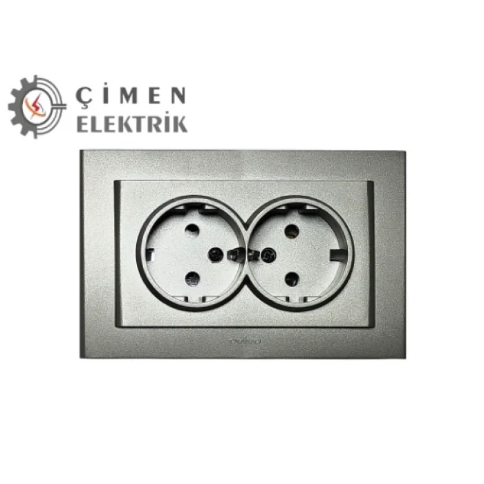  Antrasit İkili Topraklı Priz Çerçeveli - Priz ve Anahtar İçin Uyumlu Çerçeve