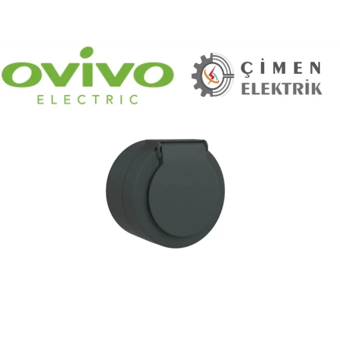  Antrasit Kapaklı Topraklı Priz Sıva Üstü
