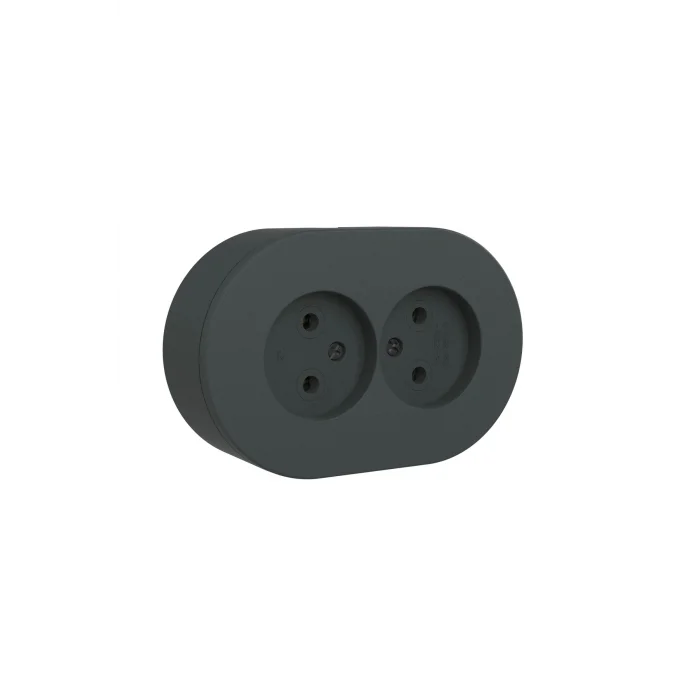 BUĞZ Antrasit Sıva Üstü İkili Topraklı Priz – Modern Şık Tasarım, Dayanıklı Elektrik Prizi Çiftli
