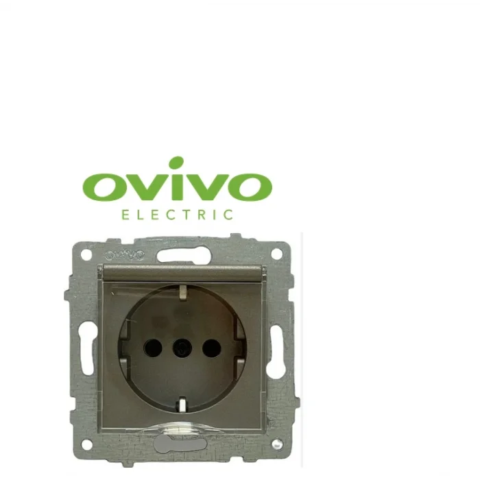  Antrasit Topraklı Kapaklı Piriz Çerçevesiz Grano - Priz ve Anahtar İçin Uyumlu Çerçeve