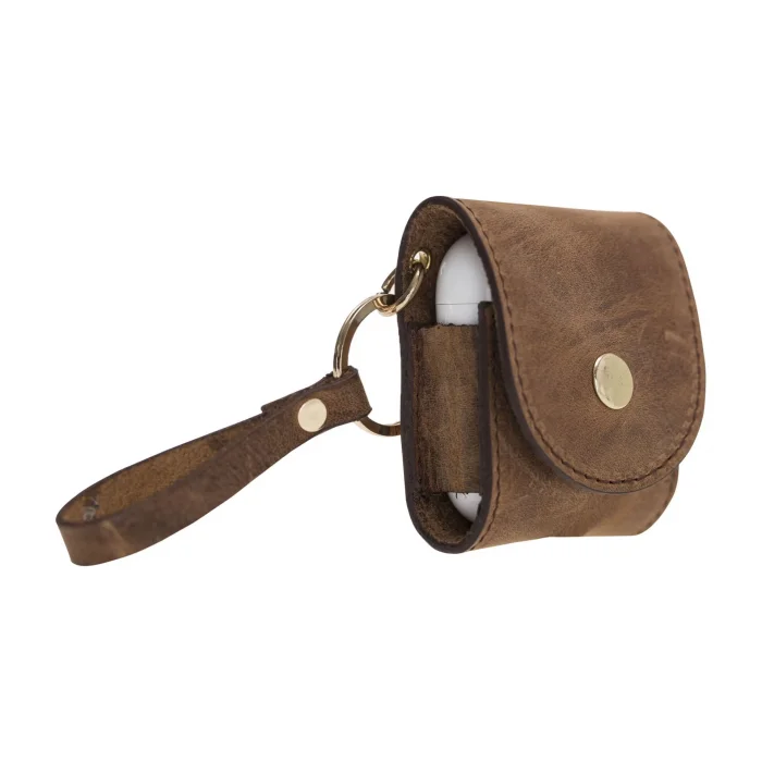  Apple AirPods 2.nesil Uyumlu Deri Kılıf Mai Snap G2 Antik Kahve