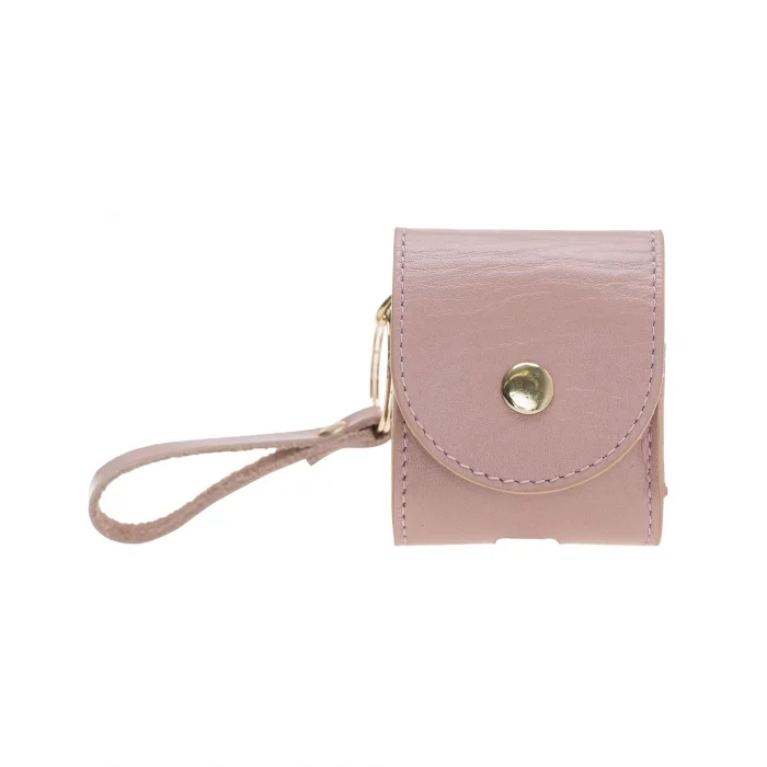  Apple AirPods 2.nesil Uyumlu Deri Kılıf Mai Snap NU2 Pembe