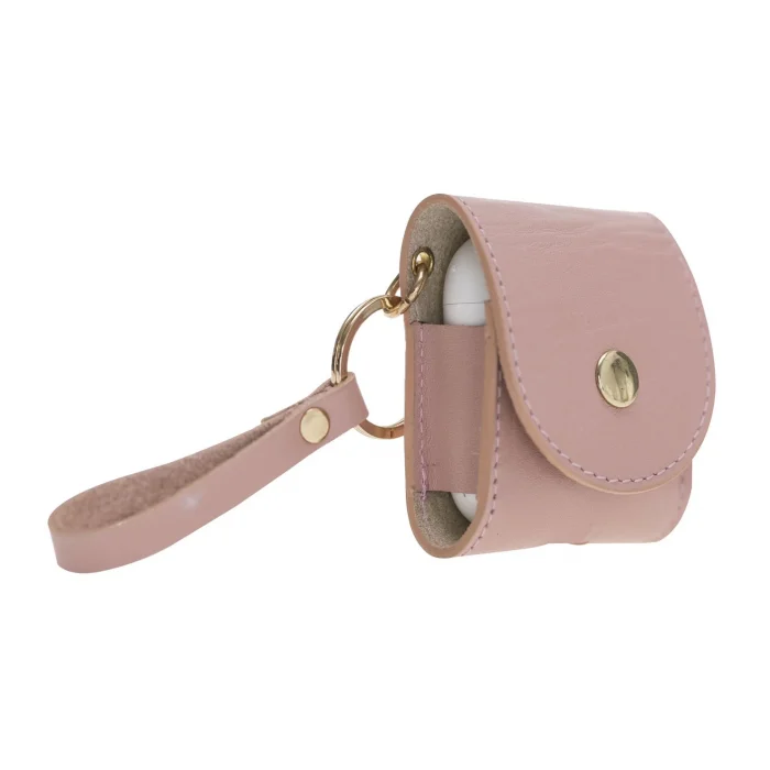  Apple AirPods 2.nesil Uyumlu Deri Kılıf Mai Snap NU2 Pembe