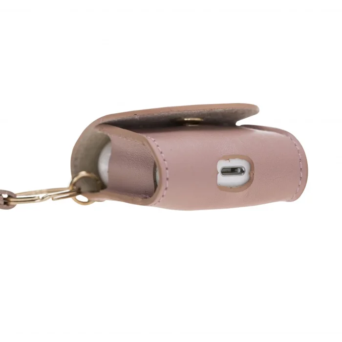  Apple AirPods 2.nesil Uyumlu Deri Kılıf Mai Snap NU2 Pembe