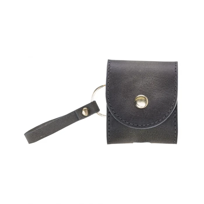  Apple AirPods 2.nesil Uyumlu Deri Kılıf Mai Snap TN18 Gri