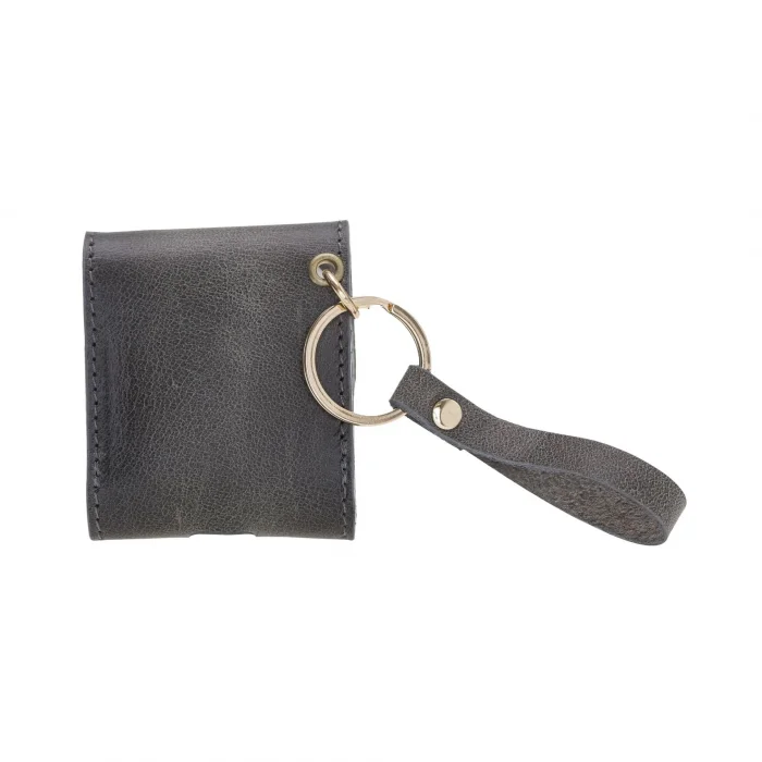  Apple AirPods 2.nesil Uyumlu Deri Kılıf Mai Snap TN18 Gri