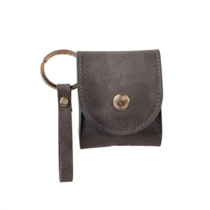  Apple AirPods 2.nesil Uyumlu Deri Kılıf Mai Snap VS05 Gri