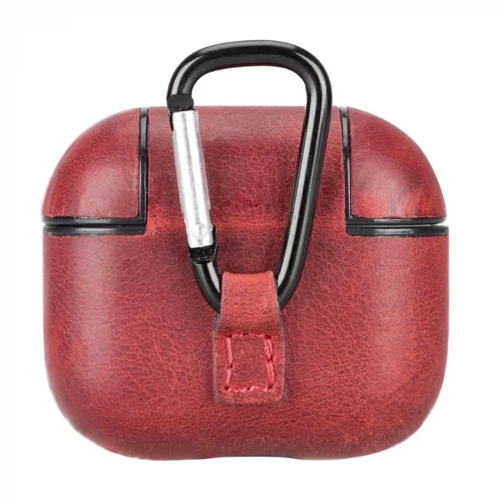  Apple AirPods 3.nesil Uyumlu Deri Kılıf Juni AA4 Kırmızı