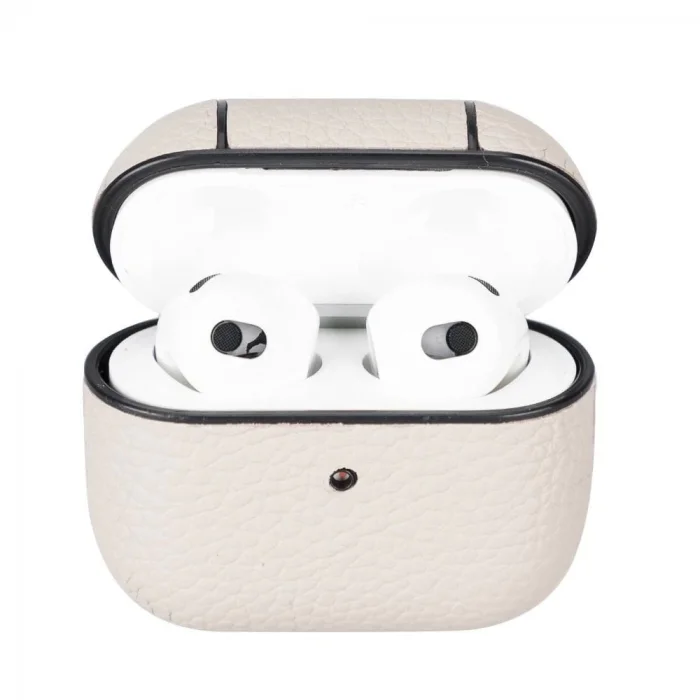  Apple AirPods 3.nesil Uyumlu Deri Kılıf Juni ERC3 Bej
