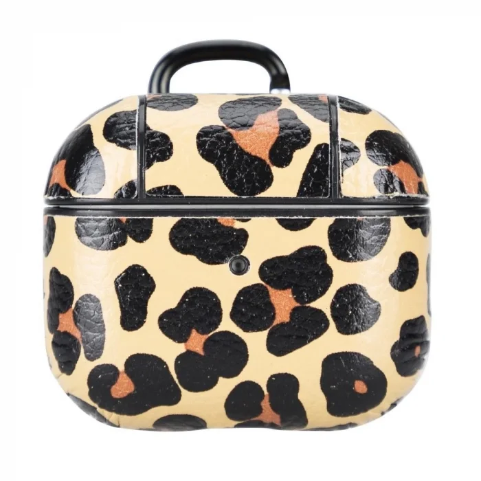  Apple AirPods 3.nesil Uyumlu Deri Kılıf Juni LEO-NE Leopar