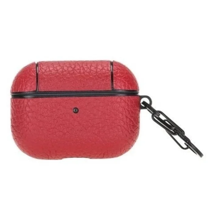  Apple AirPods Pro Uyumlu Deri Kılıf Juni ERC2 Kırmızı
