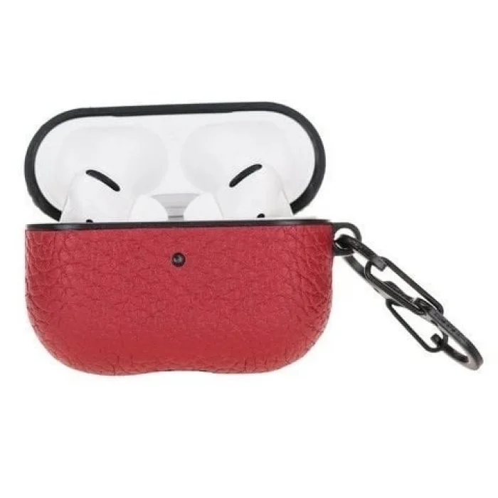 Apple AirPods Pro Uyumlu Deri Kılıf Juni ERC2 Kırmızı