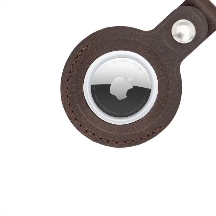  Apple AirTag Uyumlu Deri Anahtarlık, Acı Kahve