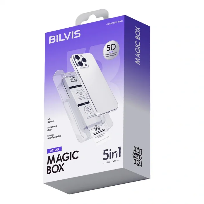 BUĞZ İphone 12 Bilvis 5in1 3d Magic Cam Ekran Koruyucu - Siyah