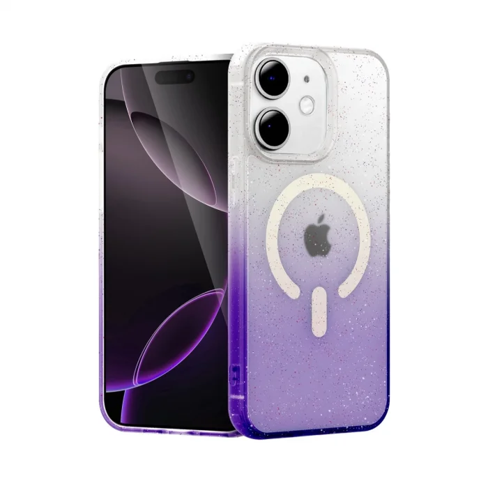 BUĞZ İphone 12 Pummel Shiny Magsafe Kapak - Mor