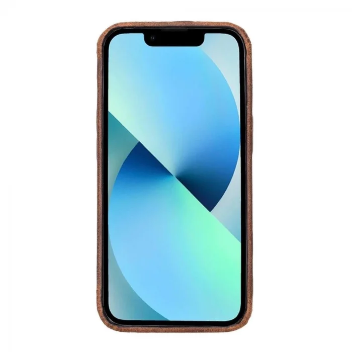  Apple iPhone 13 Mini Uyumlu Deri Arka Kapak ROCK G2 Kahverengi