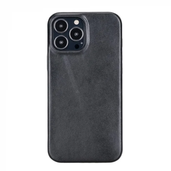  Apple iPhone 13 Pro Max Uyumlu Deri Arka Kapak ROCK RST1 Siyah
