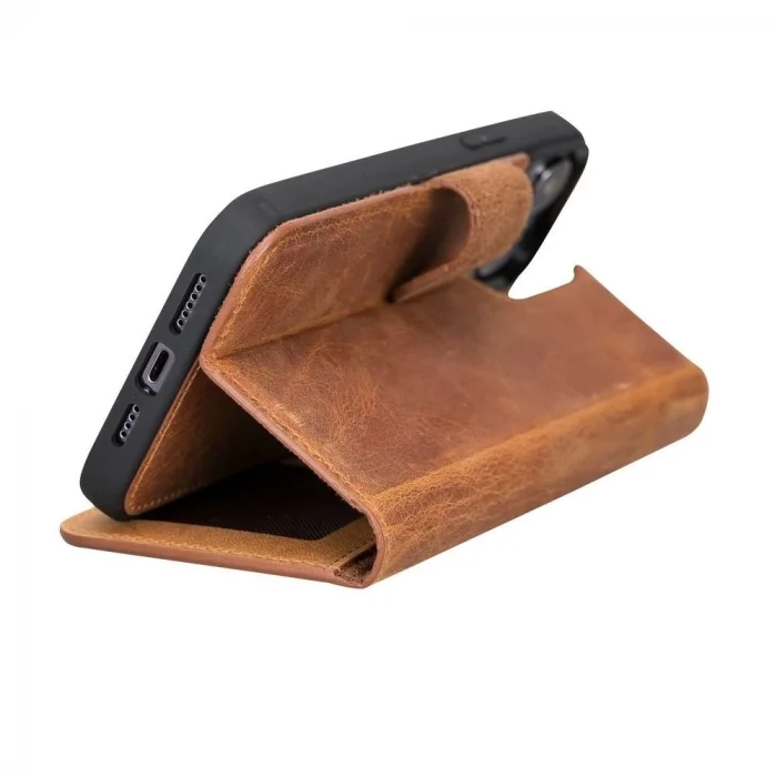  Apple iPhone 13 Pro Max Uyumlu Deri Cüzdanlı Kılıf G19 Taba