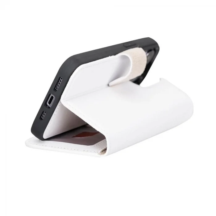  Apple iPhone 13 Pro Uyumlu Deri Cüzdanlı Kılıf F3 Beyaz