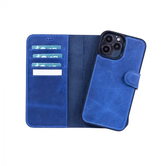  Apple iPhone 13 Pro Uyumlu Deri Cüzdanlı Kılıf Lacivert