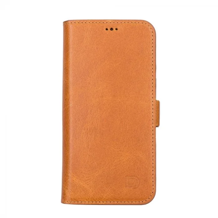  Apple iPhone 13 Uyumlu Deri Cüzdanlı Kılıf Antik Taba