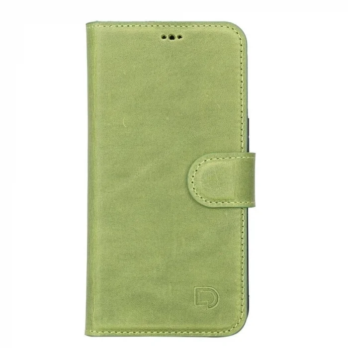  Apple iPhone 13 Uyumlu Deri Cüzdanlı Kılıf Antik yeşil