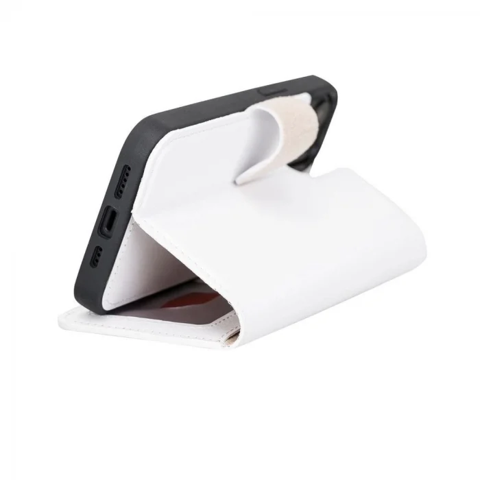  Apple iPhone 13 Uyumlu Deri Cüzdanlı Kılıf F3 Beyaz