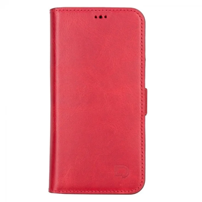  Apple iPhone 13 Uyumlu Deri Cüzdanlı Kılıf Nar Çiçeği