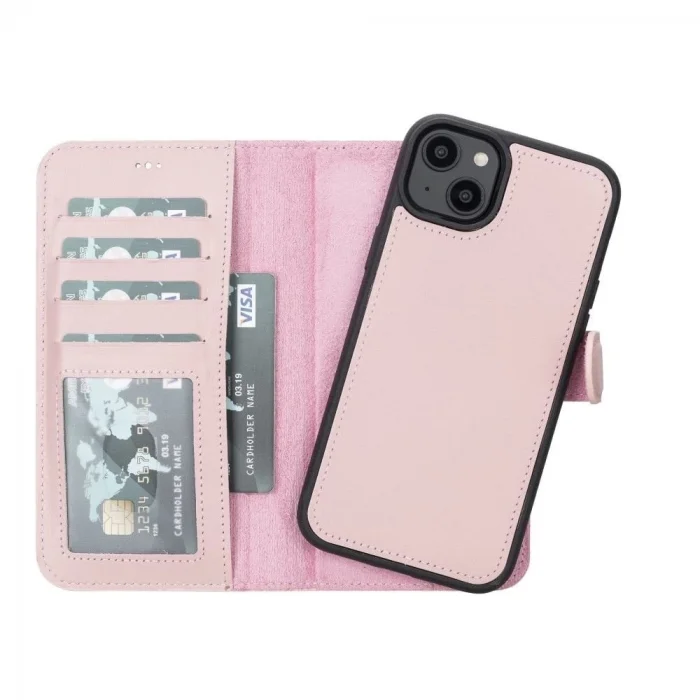  Apple iPhone 14 Plus Uyumlu Deri Cüzdanlı Kılıf MWWN NU2 Pembe