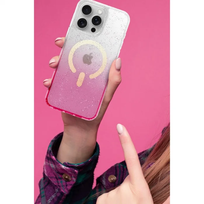 BUĞZ İphone 14 Pro Pummel Shiny Magsafe Kapak - Pembe