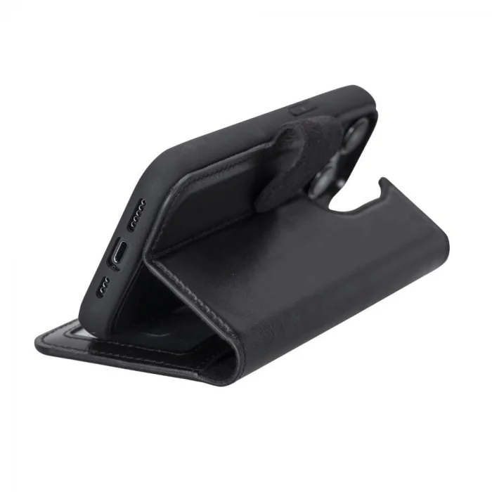  Apple iPhone 14 Pro Uyumlu Deri Cüzdanlı Kılıf MWWN RST1 Siyah