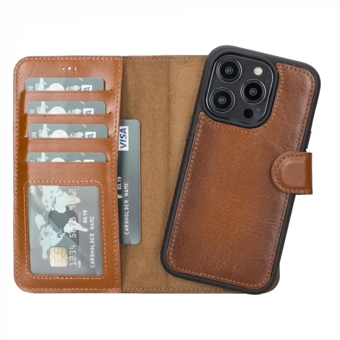  Apple iPhone 14 Pro Uyumlu Deri Cüzdanlı Kılıf MWWN RST2EF Taba