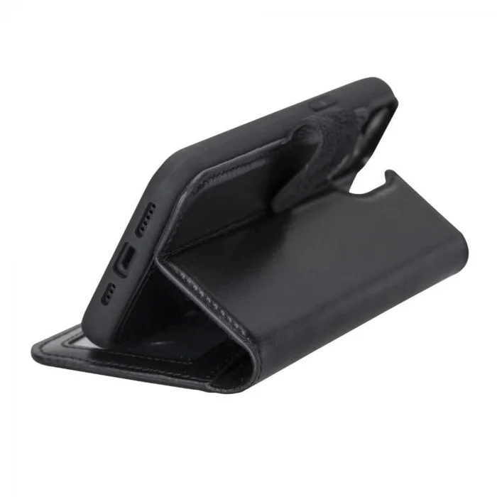  Apple iPhone 14 Uyumlu Deri Cüzdanlı Kılıf MWWN RST1 Siyah