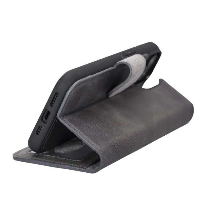  Apple iPhone 14 Uyumlu Deri Cüzdanlı Kılıf MWWN VS4EF Gri