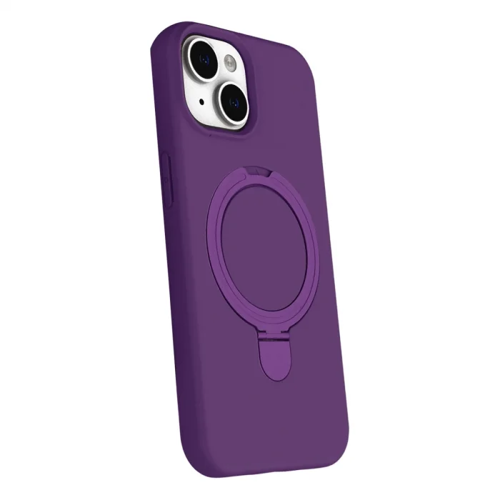 BUĞZ İphone 15 Plus Regal Magsafe Standlı Kapak - Derin Mor