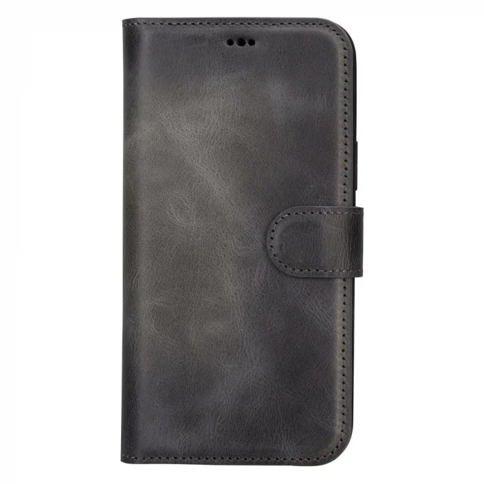  Apple iPhone 15 Plus Uyumlu Deri Cüzdanlı Kılıf MWWN VS4EF Gri