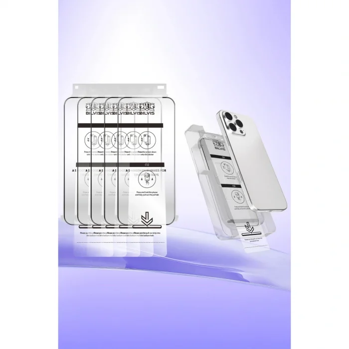 BUĞZ İphone 15 Pro Bilvis 5in1 3d Magic Cam Ekran Koruyucu - Siyah