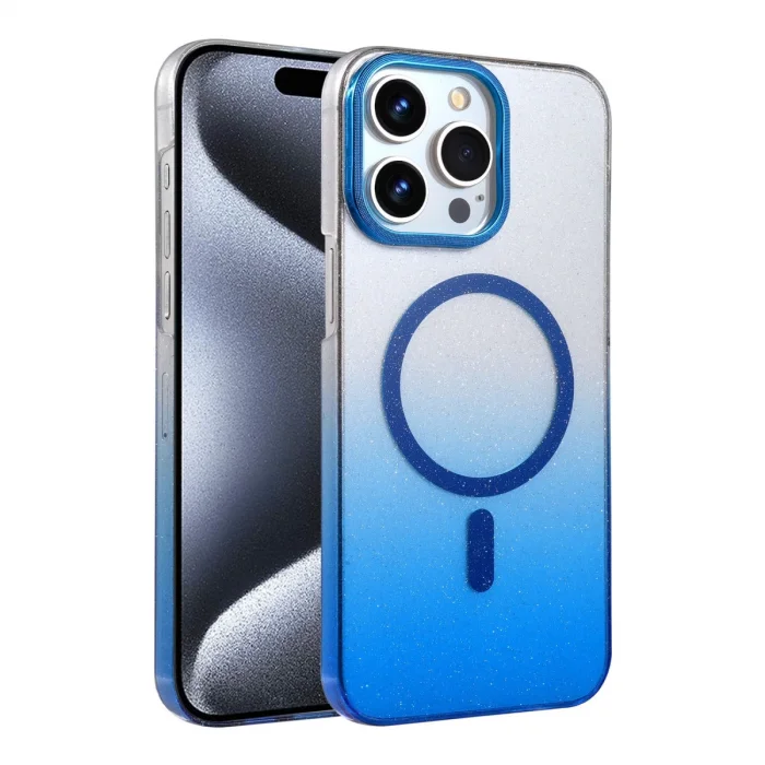 BUĞZ İphone 15 Pro Max Glossy Magsafe Kapak - Mavi