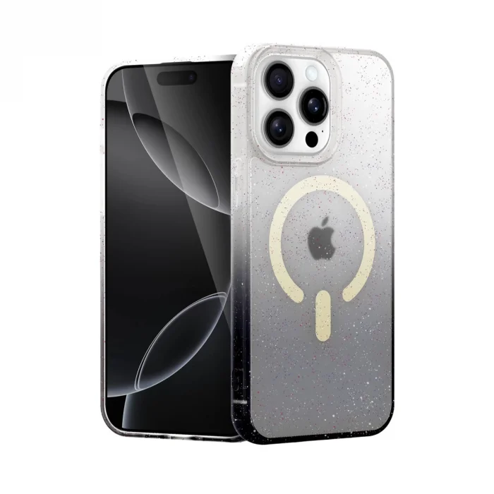 BUĞZ İphone 15 Pro Max Pummel Shiny Magsafe Kapak - Siyah