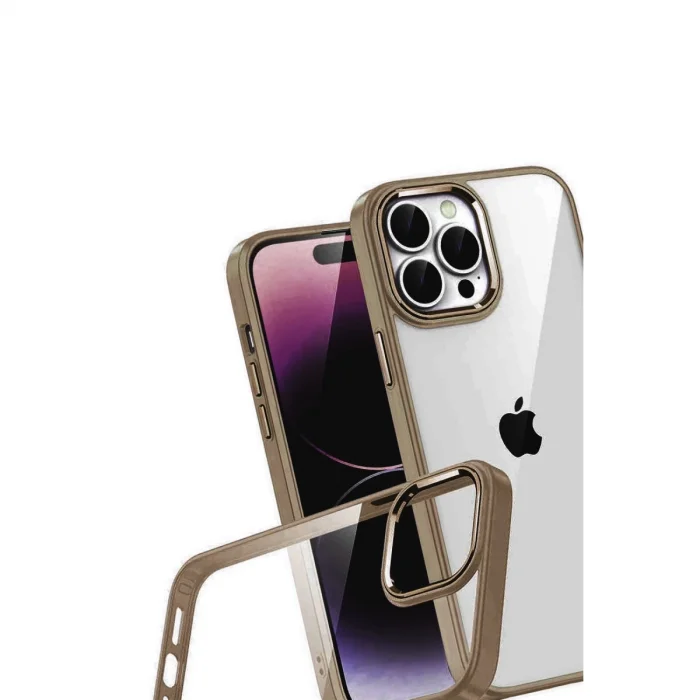 BUĞZ İphone 15 Pro Max Razer Lensli Silikon - Çöl Titanyum