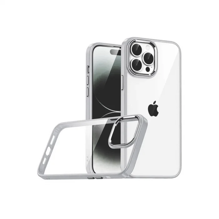 BUĞZ İphone 15 Pro Max Razer Lensli Silikon - Gümüş